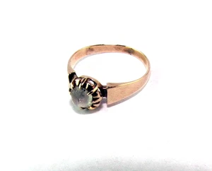 Antique 10K Gold Ring Victorian Moonstone or Quartz Solitaire Yellow Size 7 Band - Picture 1 of 8