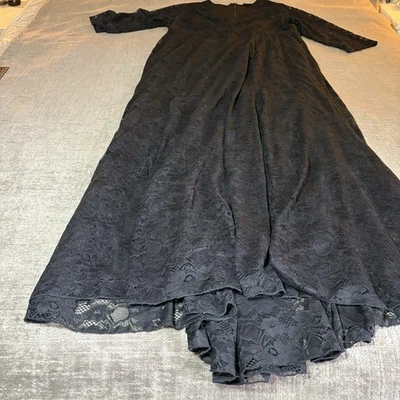 Torrid Black Lace Dress Floor Length Gown 3/4 Sleeve Size 20 Zipper Stretchy - Image 1 of 4