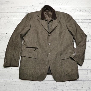 Ingram Jacket Mens 56 Large Brown Wool Cotton Cashmere Herringbone Sport Coat - Picture 1 of 14