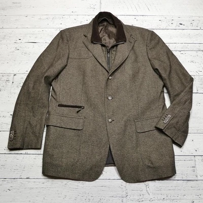 Ingram Jacket Mens 56 Large Brown Wool Cotton Cashmere Herringbone Sport Coat - Image 1 of 4