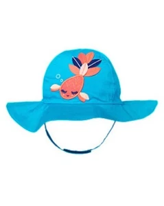 NWT Gymboree Blue Fancy Fish Sunhat Sun Hat Swim Shop Blue Toddler Girls 2T 3T - Picture 1 of 1