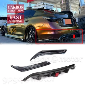 For Infiniti Q50 2014-2017 Carbon Fiber Rear Bumper Diffuser & Side Corner Apron - Picture 1 of 8