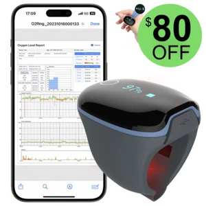 Wellue O2 Ring Pulse Oximeter O2Ring Heart Rate Monitor Continuously Record SpO2 - Picture 1 of 13