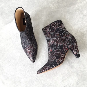 315€ PINKO JACQUARD ANKLE BOOTS EU36 USA6 UK3 SHOES MADE IN ITALY PAISLEY - Picture 1 of 10
