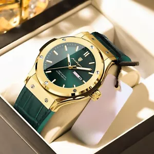 Luxury Watches Mens Calendar Quartz Watch Waterproof Luminous Leather Wristwatch - Picture 1 of 22