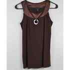BCX Tank Top Size Med Brown with Silver Ring Mob Wife Y2K Resort Summer Vacation
