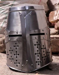 Templerstahl Kreuzfahrerhelm Ritterhelm | tragbar für Erwachsene | Mittelalter - Bild 1 von 8