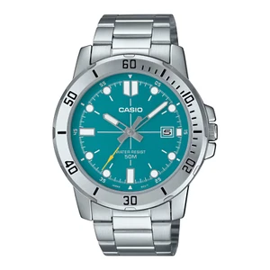Reloj analógico Casio para hombre plateado acero inoxidable esfera verde MTP-VD01D-3E2VUDF - Imagen 1 de 2