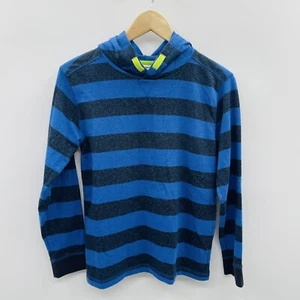 Ruff Hewn Youth Boys Medium 10/12 Striped Hooded Graphic Long Sleeve Tee in Blue - Picture 1 of 4