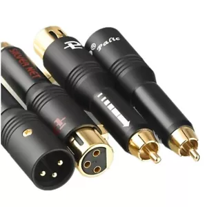 2 Gold Plated RCA Male to 3 Pin XLR Male Female Plug For Audio Speaker Subwoofer - Picture 1 of 7