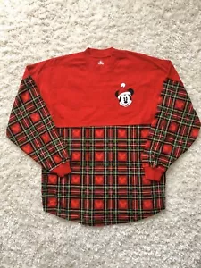 NWT Disney 2019 Red & Green Plaid “Merry Christmas” Adult Spirit Jersey, Size XS - Picture 1 of 8