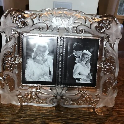 Marco de fotos de vidrio Mikasa recuerdos dúo floral 11,5" de ancho nuevo - en caja Foto 1 de 4