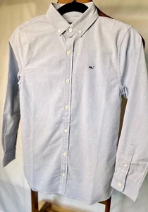 VINEYARD VINES NWT Boy’s Blue Solid Oxford Whale Shirt; SZ MEDIUM - Picture 1 of 5
