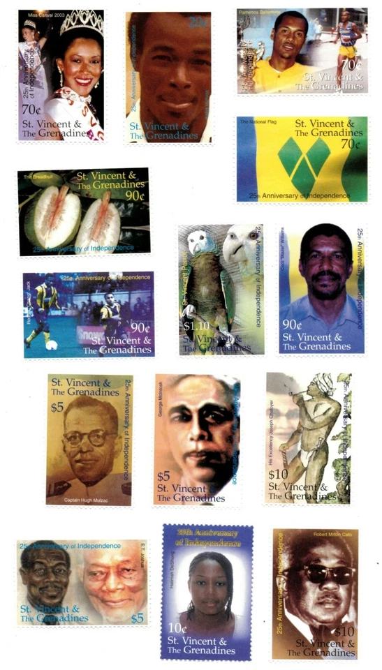 San Vicente 2004 - SC# 3218-31 25º Aniversario Independencia - Juego de 14 estampillas - MNH Foto 1 de 1