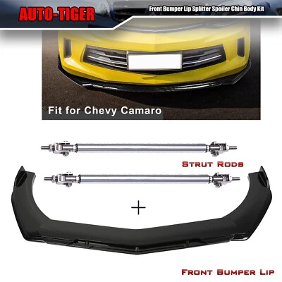 Kit de alerón divisor de parachoques delantero negro brillante para Chevy Camaro Foto 1 de 4