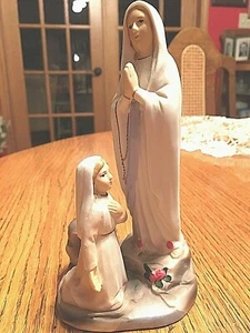 Our Lady of Lourdes w/St. Bernadette Figurines by Sanmyro,Japan.Vintage, 7 Inch. - Picture 1 of 10