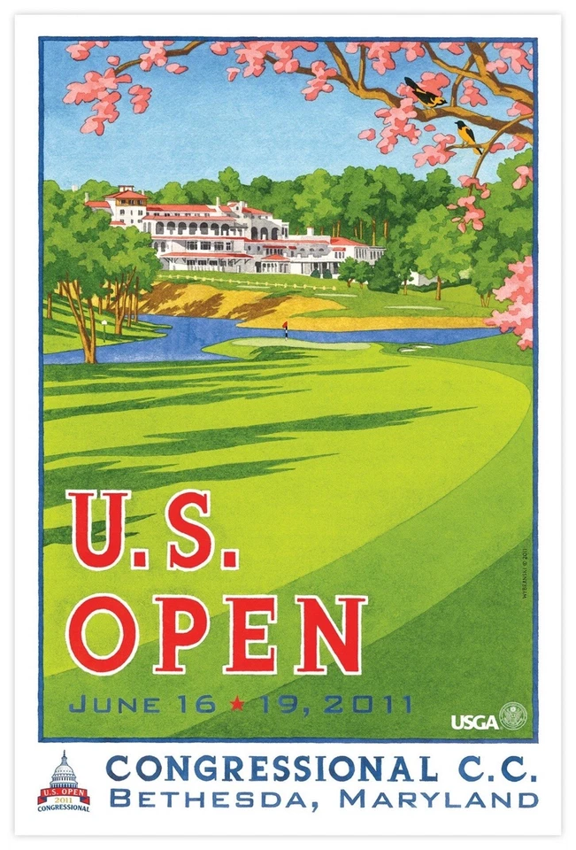 Официальный плакат 2011 U.S. Open Congressional CC Golf 24 дюйма x 36 дюймов Рори Макилрой 🔥 ⛳ - Изображение 1 из 4