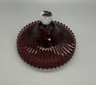 Vtg. Anchor Hocking ? , Circus Tent, Cranberry Red Glass Dish Replacement Lid