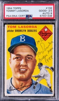 TOMMY TOM LASORDA С АВТОГРАФОМ TOPPS NO132 BROKLYN DODGERS ДЕБЮТАНТ RC HOF PSA/DNA - Изображение 1 из 2