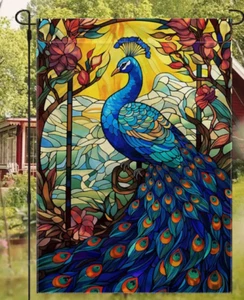GARDEN FLAG- Peacock Double Sided Welcome Sign for Yard & Home Decor - Picture 1 of 4