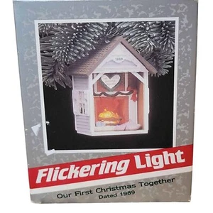 Vintage 1989 Hallmark Magic Ornament First Christmas Together Flickering Fire - Picture 1 of 7