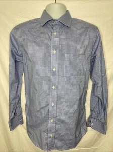 Jos A Bank Traveler Dress Shirt Men's 15.5-32 Slim Blue Plaid Travel Tech - Picture 1 of 7