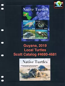 1/2 off $23.25 Scott Value - 2022 GUYANA Turtles 2 s/s Native CV MNH NH UMM - Picture 1 of 6