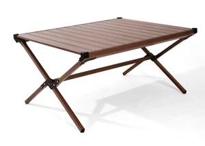Ozark Trail Aluminum Roll-Top Camping Table, Dark Brown - Picture 1 of 9