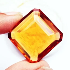Orange Topaz Square Shape Certified Loose Gemstone 57.70 Ct With Free Gift - Picture 1 of 7
