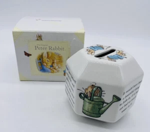 Peter Rabbit Wedgwood Porcelain Hexagon Piggy Bank Beatrix Potter England - Picture 1 of 10