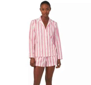 Ralph Lauren women's Long Sleeve Boxer Shorts Pajama PJ Set - Large - Pink - Picture 1 of 9