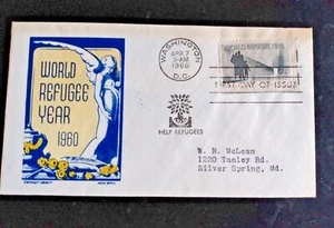 ANGEL WORLD REFUGEE YEAR 1960 KEN BOLL CACHET FDC - Picture 1 of 1