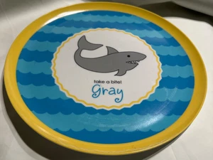 Take A Bite Gray Shark Personalized Dinner Plate - Picture 1 of 4