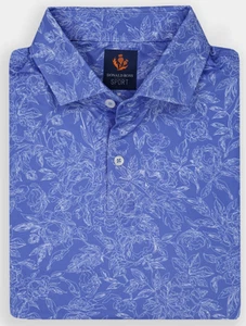 NEW Donald Ross SPORT LARGE Jacques Floral Print Polo Golf Shirt Iris - Picture 1 of 2