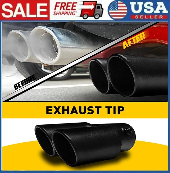 Silenciador de garganta cola trasera punta tubo de escape coche acero inoxidable accesorios redondos Foto 1 de 4