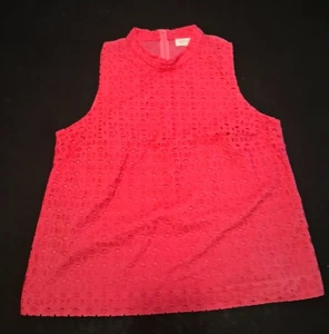 Jones New York Hot Pink Super Lightweight Eyelet Sleeveless Top Sz XL - Picture 1 of 7