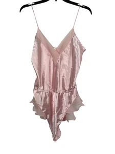 Victoria Secret Body rosa Satin Teddy Dessous M Vintage Gold Label Rüschenbesatz - Bild 1 von 14