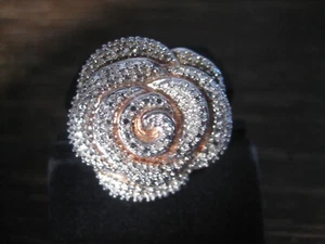 prächtiger Designer Rosen Ring Cocktailring Rose 925er Silber Zirkonia RG 54 - Picture 1 of 4