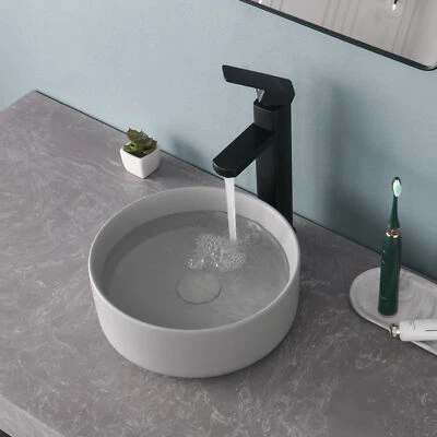 12" Gris Mate + Drenaje Pop Up Redondo Encimera Fregadero Baño Encimera Foto 1 de 4