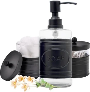 Herbstallee Glas & Schwarz Bauernhaus Badezimmer Zubehör Set - 3 Stück - Bild 1 von 9