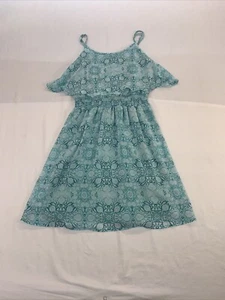 Maurices Womens A Line Dress SeaGreen Abstract Scoop Ruffle Cold Shoulder Small - Picture 1 of 7