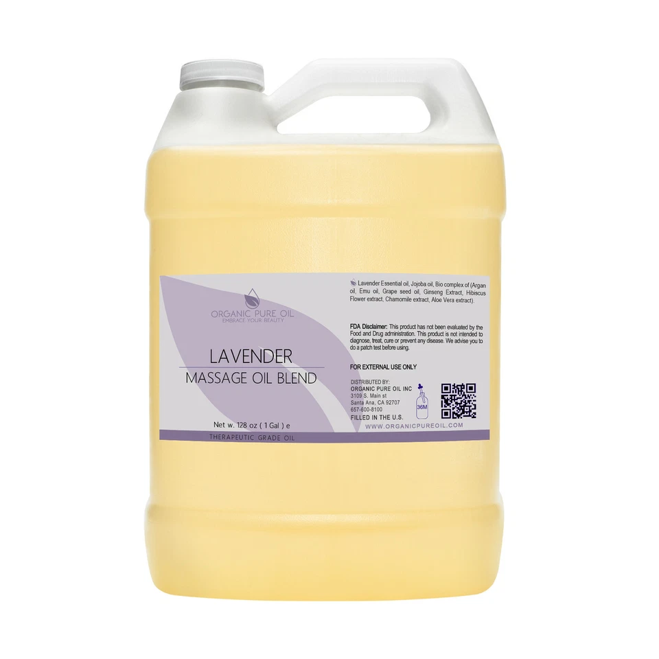 Mistura de massagem óleo essencial de lavanda 1 gal a granel argan jojoba emu amêndoa 128 oz - Imagem 1 de 1