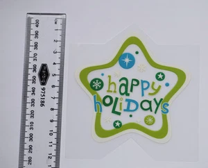 Happy Holidays Green Star Decal Patch - Hot Iron-on Transfer - Picture 1 of 1