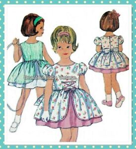 Vintage 1950s Girls Dress Sewing Pattern Size 1 2 3 Simplicity Reproduction COPY