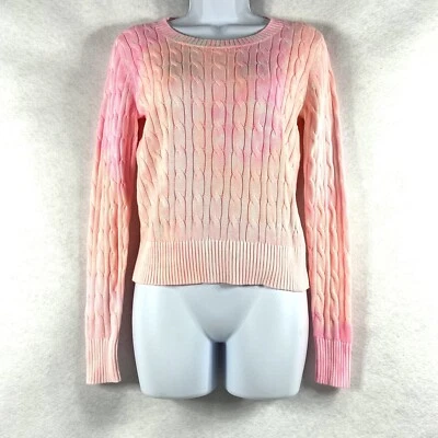 Suéter Lilly Pulitzer Skylla Mujer Pequeño Rosa Pelícano Suave Cable Tejido Tie Dye Foto 1 de 4