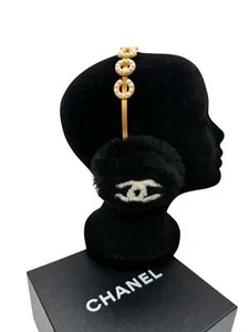 Chanel Rabbit Fur Coco Earmuffs Black Gold - Brand New in Box w/Tags - Picture 1 of 11