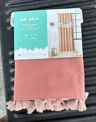 Pillow Fort Blackout  Curtain Panel (42"x84") Salmon Twill  Tassel NIP Qty 1 - Image 1 of 4