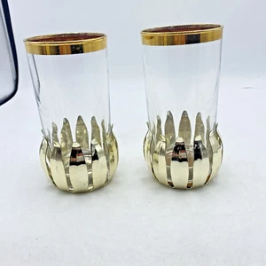 Juego de 2 Vasos Estilo MCM Collins con Posavasos Metal Integrados LEER - Imagen 1 de 13