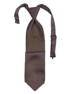 Boys Size Brown Tie and Pocket Square Set Hanky Pre-Tied Wedding Ring Bearer - Picture 1 of 1