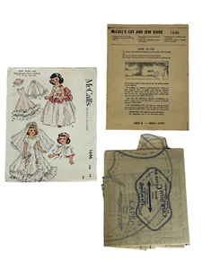 McCalls 1646 Dolls Bridal Dresses Size 16" To Fit Toni Cut 1951 Cut & Uncut - Picture 1 of 4